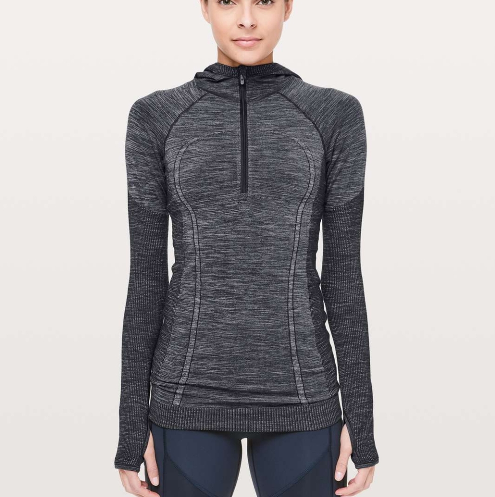 Swiftly wool half zip hoodie nocturnal teal